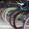 Bicycles in a row ready for MS Bike Rid