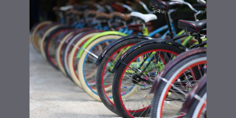 Bicycles in a row ready for MS Bike Rid