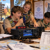 Scouts operating amateur radio station to earn their Radio Merit Badge