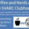 Coffee and Nerds logo and information about the Saturday gatherings at 9:30am at the clubhouse